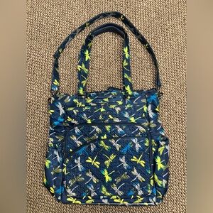 Lug Ace Travel Tote Bag Backpack Navy Dragonfly Print RFID MINT CONDITION